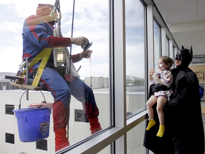 Sparkling Clean Windows "Superheroes' at Kadlec Pediatric wing